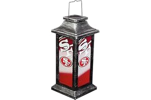 Team Sports America NFL San Francisco 49ers Solar Powered Lantern | Rechargeable Lantern LED Light | Indoor Outdoor Safe Hanging Solar Lantern | Decorative Table Lantern for Garage Patio Garden Yard