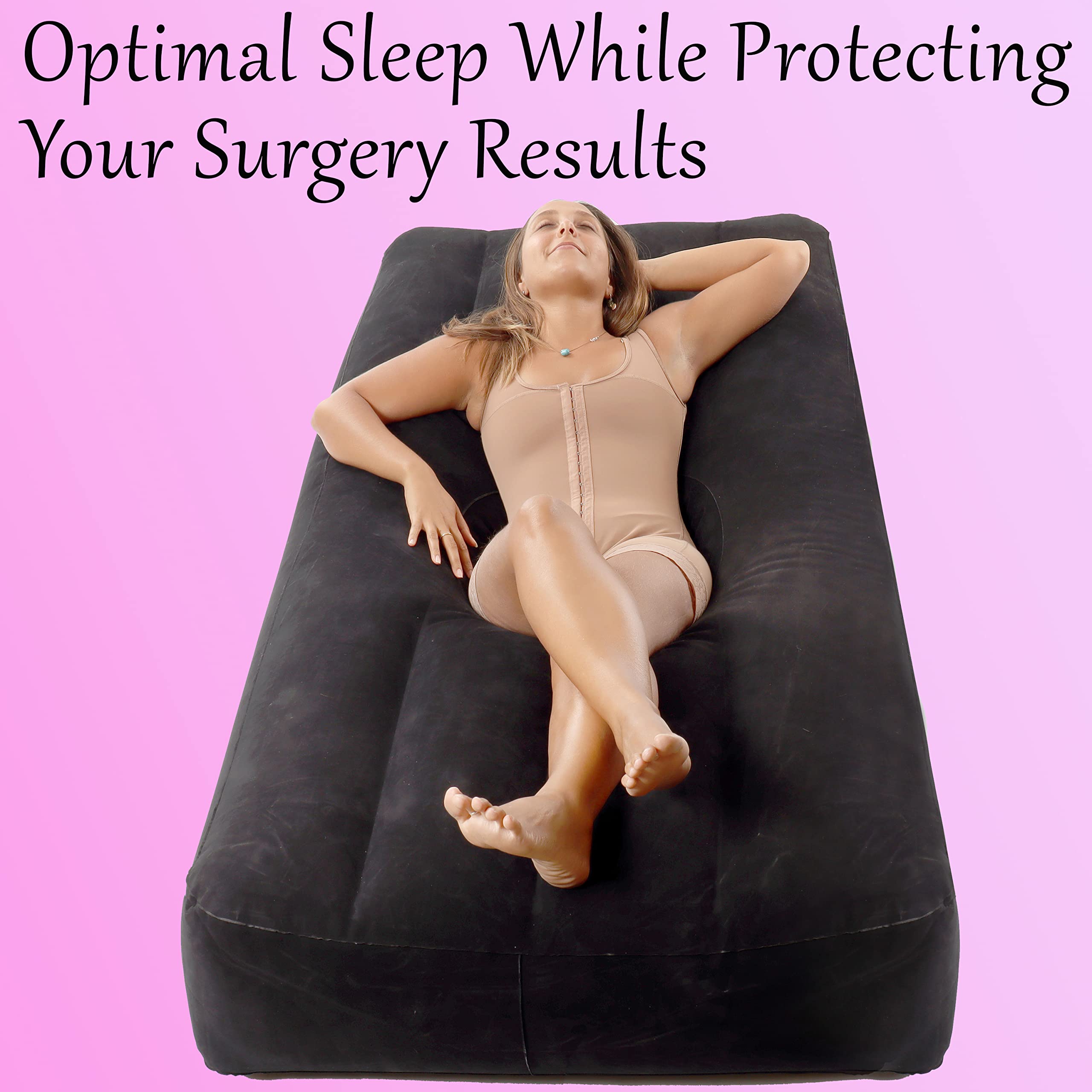 YESINDEED New Upgraded BBL Bed with Hole, Inflatable Brazilian Butt Lift Mattress for Post Surgery Recovery - Waterproof Velvet Touch Top Comfortable & Supportive - Carrying Bag and Air Pump