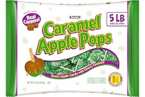 Tootsie Roll Caramel Apple Pops - Caramel Covered Green Apple Candy Lollipops - Bulk Gluten Free Candy - 5 Pound Bag of Caramel Apple Suckers