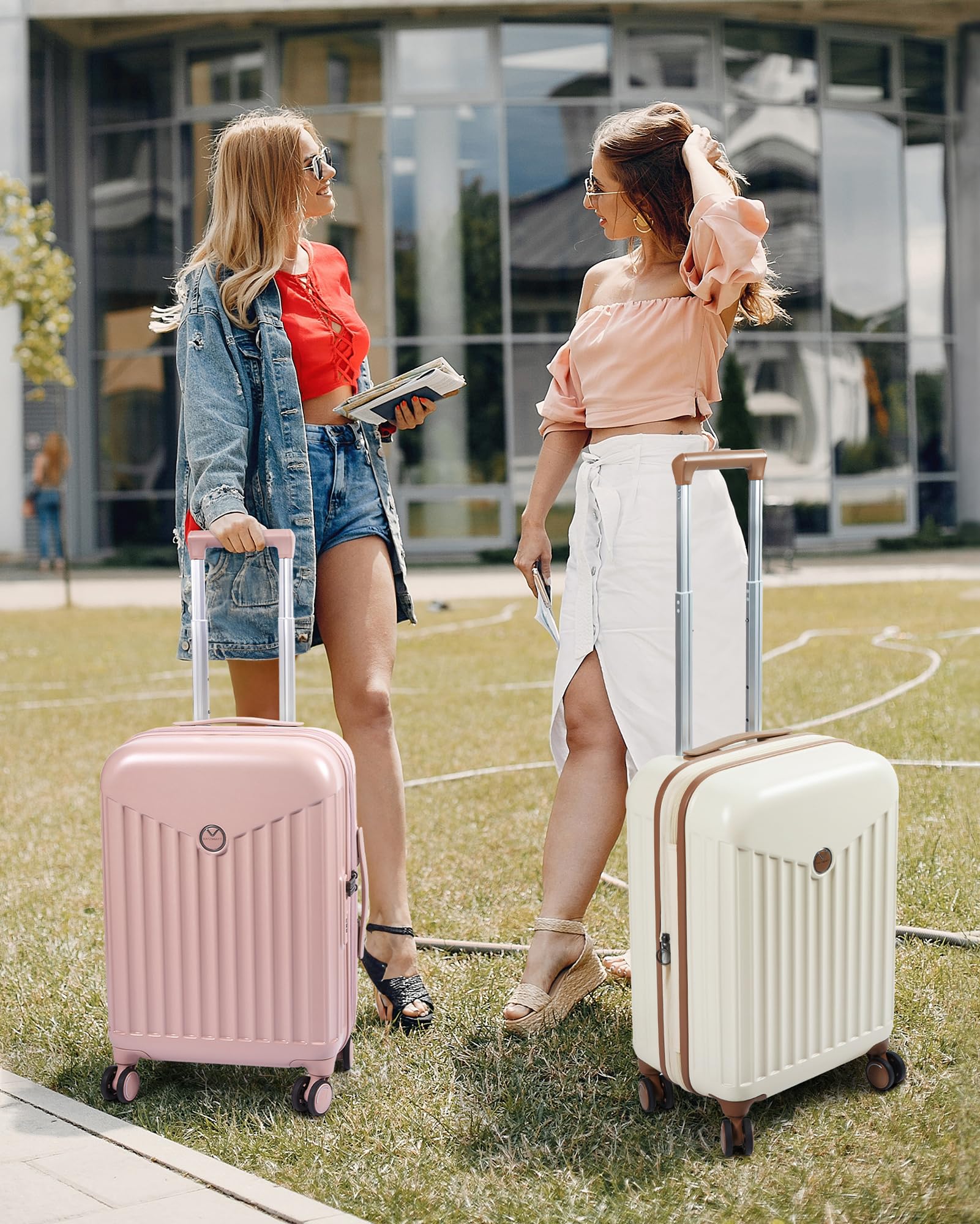 BAGSMART Hardside Expandable Luggage With Spinner Wheels, PC Lightweight Carry-On Luggage Airline Approved With TSA Lock, Durable Women Travel Suitcase Carry On 20 Inch, Beige