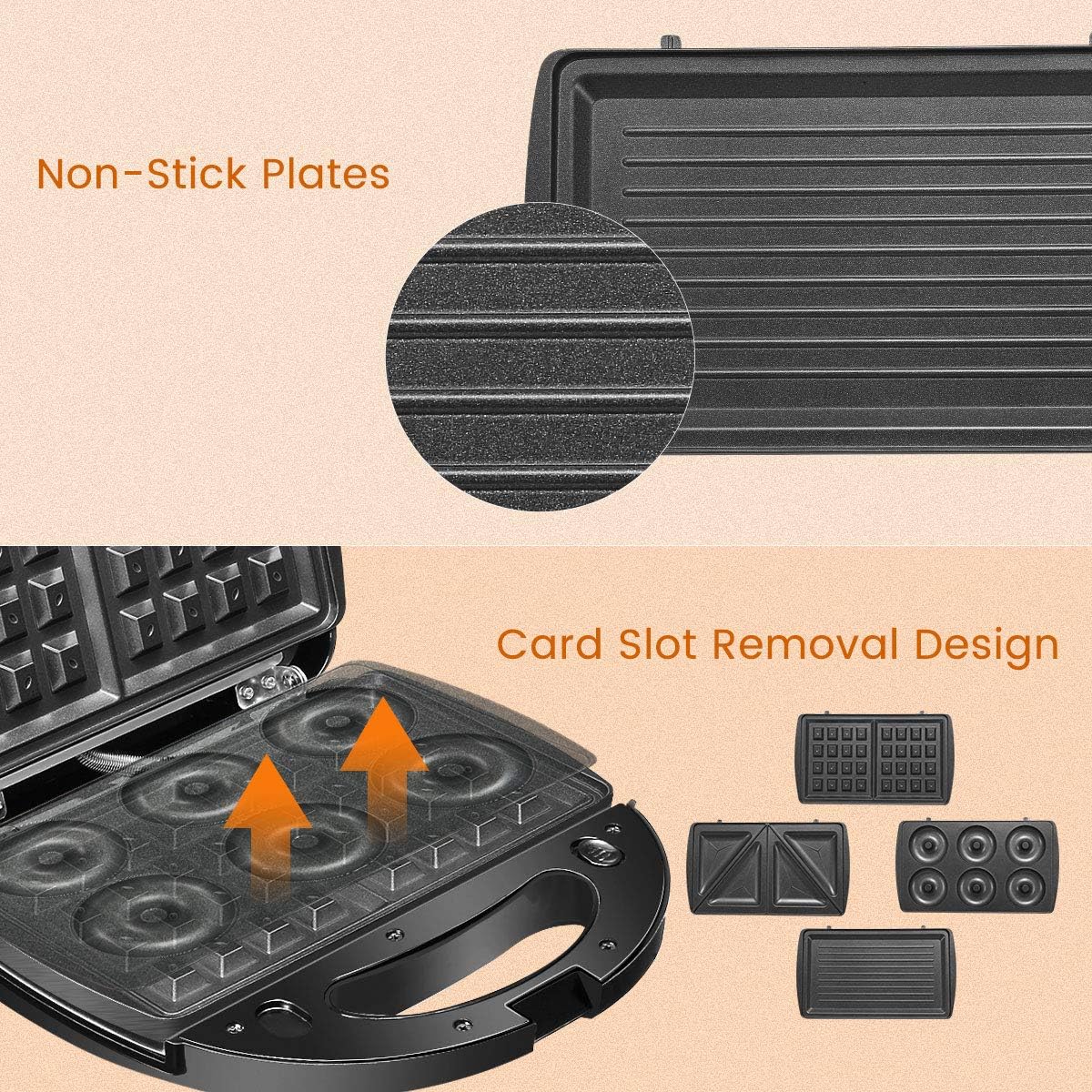 Godmorn Waffle Maker 4 in 1, Sandwich Toaster 4 Slice, Toastie Maker