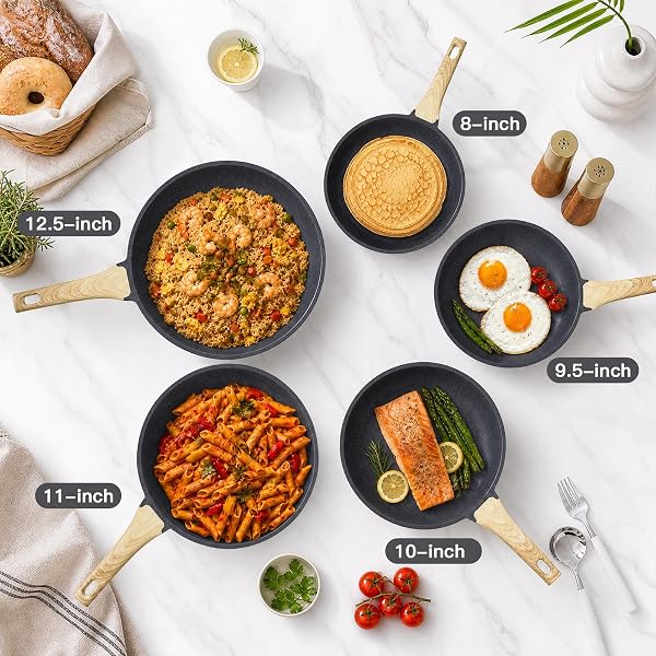 GIPP NON STICK FRYING PAN – 8″ NONSTICK PAN SKILLET WITH CERAMIC COATING,NON TOXIC FRY PANS FOR COOKING, OMELETTE PAN WITH STAY COOL HANDLE, INDUCTION COMPATIBLE, PFAS/PTFE/PFOA FREE (GRAY)