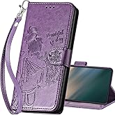 SASYMALY for Samsung Galaxy S25 Ultra Wallet case, Flip Folio Cover with Stand Feature for Women Men, PU Leather Phone Case Fit for Samsung Galaxy S25 Ultra [Purple-Girl]