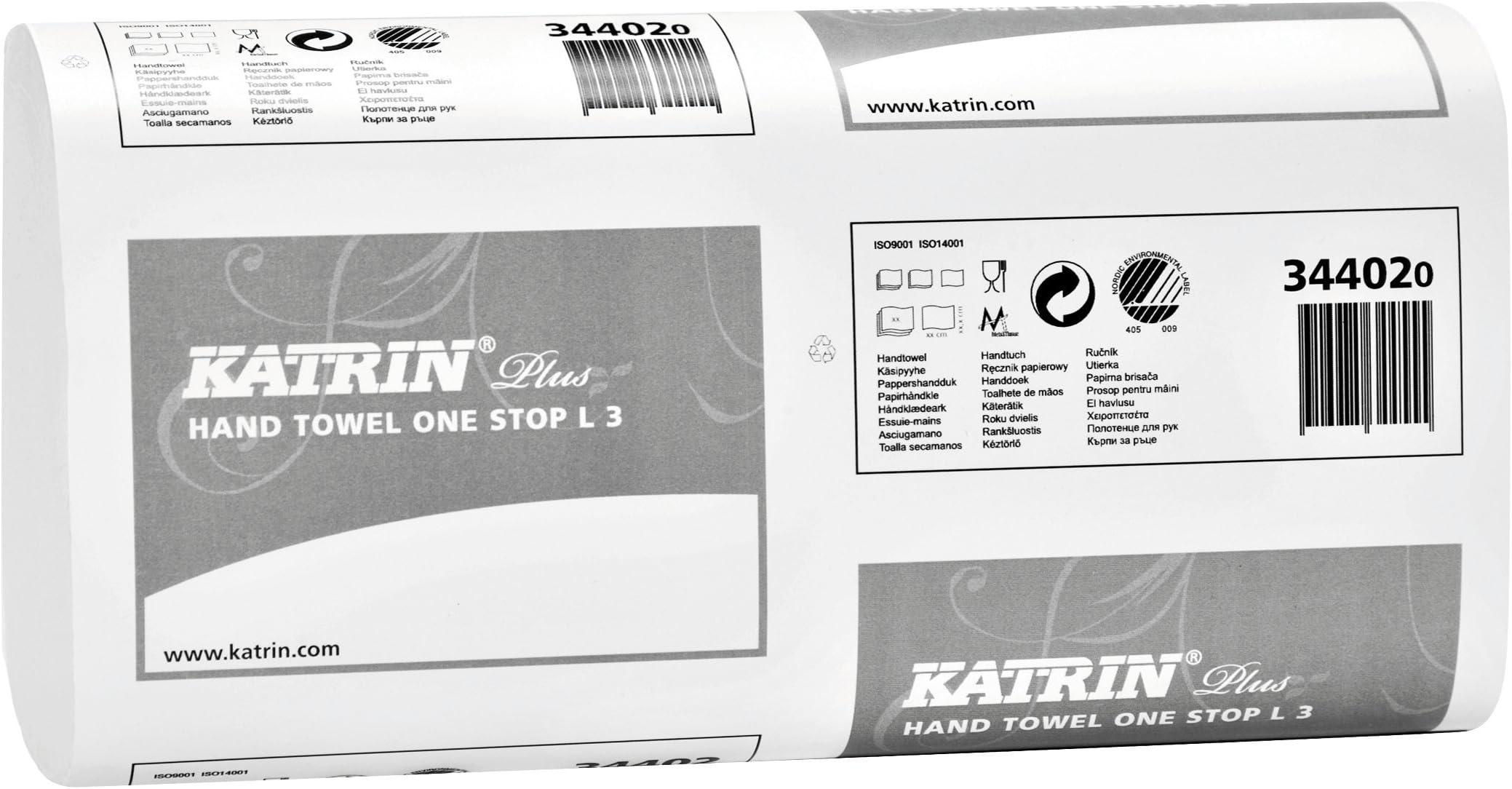 Katrin 344020 Plus Narrow One Stop L3 Hand Towel White - Pack of 1890