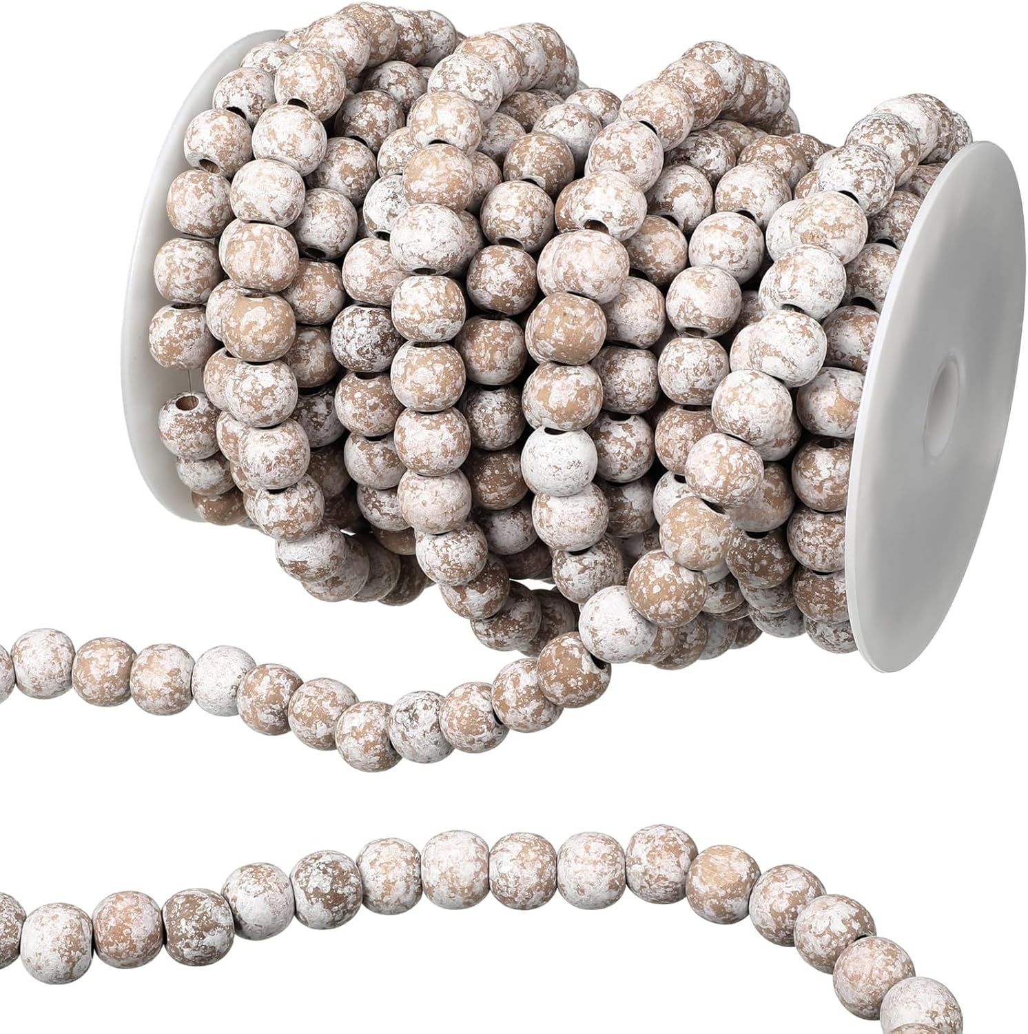 Wreaths, Garlands & Swags - Libima 26 Feet Christmas Wooden Bead Garland Christmas Tree Decorations Rustic Farmhouse Bead Garland Bead Garland Boho Vintage Garland for Xmas Tree Holiday Decorations(Wood Color, Wood Color)