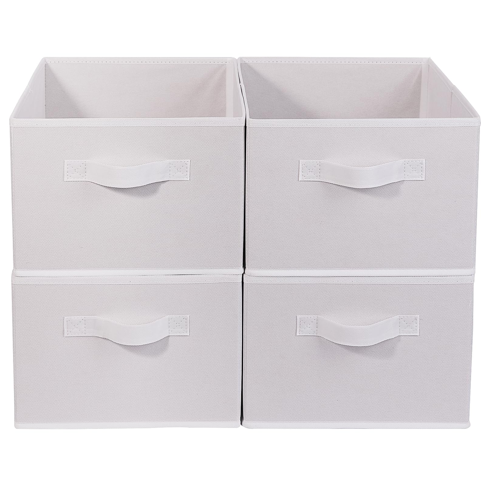 View 1 of ** SIMILLAR IMAGE**JAKAGO Fabric Storage Bins set of 4 Rectangle Storage Baskets with Handle Foldable Closet Organizer for Clothes Towel bedding Books Collapsible Clothing Container for Shelves Bedroom(White High)