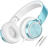 AILIHEN C8 Kids Wired Headphones with Mic for School, 3.5mm, Lime Green | On Ear Headsets and Volume Control Foldable, Corded Computer Chromebook for Boys Girls Teen Classroom Online Learning Travel
