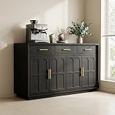 Modern Sideboard Buffet Cabinet, 3 Drawers + 4 Doors Adjustable Shelves | 3 Drawers, 4 Cabinet Doors, Adjustable Dividers, Versatile Storage, Modern Style