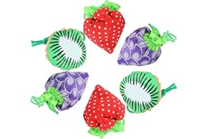 OSOLADY 6pcs Foldable Fruit Pattern Shopping Bags Thickened Reusable Grocery Storage Tote for Vegetables and