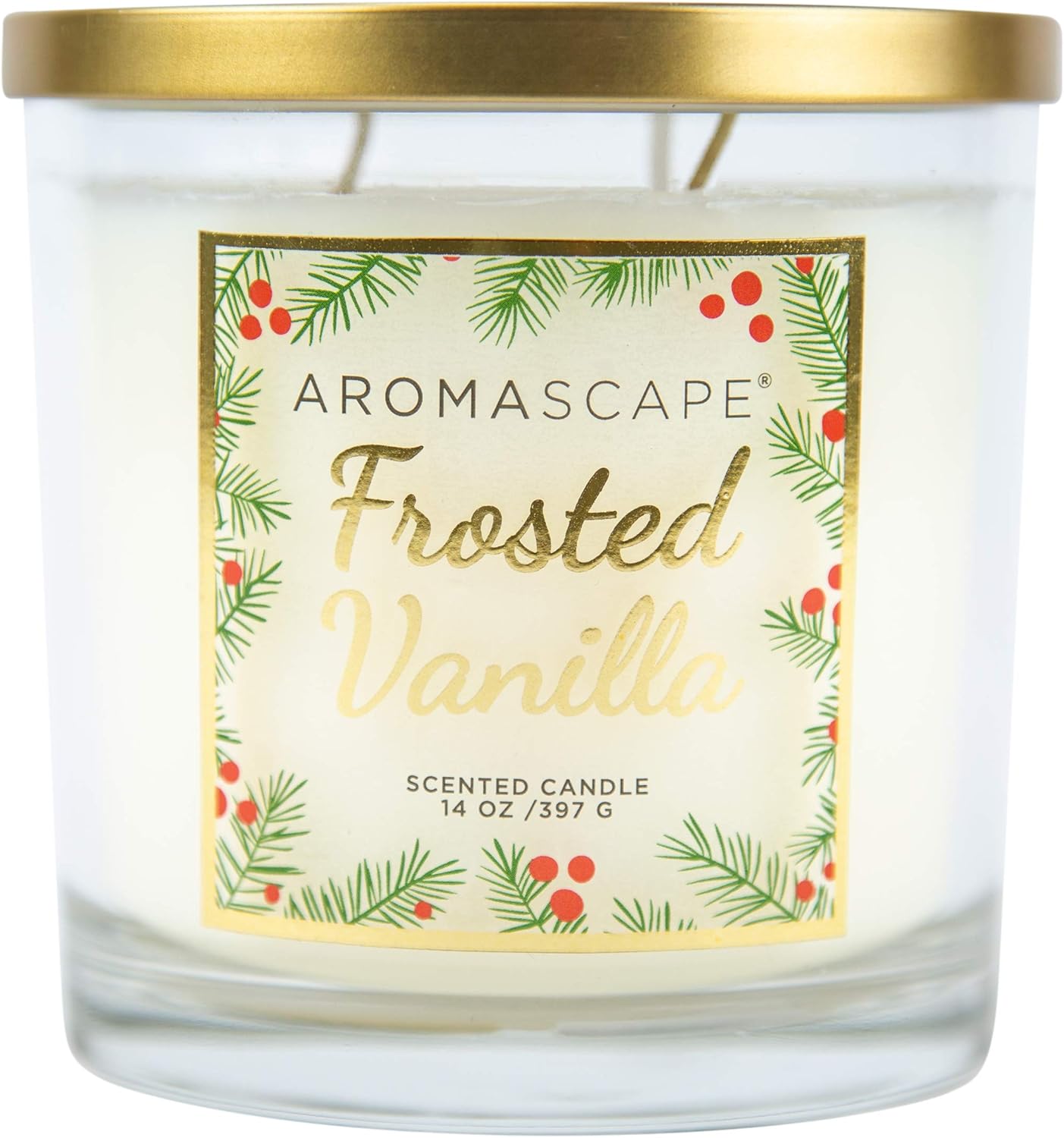 Aromascape Frosted Vanilla Candle, 14Ounce, White Home