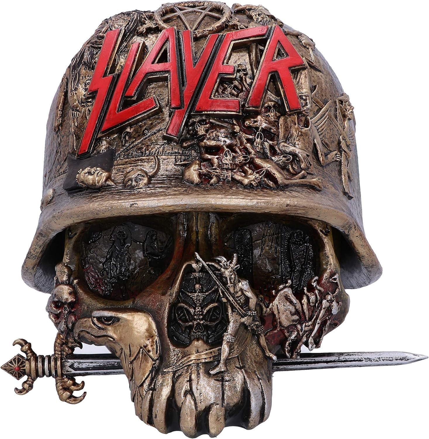 Nemesis Now Slayer Helmet Skull Trinket Box 17.5cm, Resin, Bronze, Officially Licensed Slayer Merchandise, Skull Trinket Box, Spacious Yet Stylish, Cast in the Finest Resin, Expertly Hand-Painted