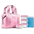 Fit & Fresh Neoprene Like Lunch Bag For Women, Insulated Womens Lunch Bag For Work, Tear & Stain Resistant Large Lunch Box With Containers and Ice, Machine Washable Remi Lunch Bag, Pink