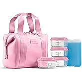 Fit & Fresh Remi Neoprene Lunch Bag For Women - Meal Prep Kit with Containers & XL Ice Pack, Self Insulating Neoprene-like Material, Machine Washable Lunch Bag, Tear-Resistant, Stain-Resistant, Pink