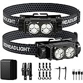 keikuy Headlamp Rechargeable 2PCS,4500L Super Bright Light Bright LED Rechargeable Headlight with White Light, Waterproof Hea