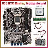 Zunedhys B75 BTC Mining Motherboard G630 CPU 4GB DDR3 RAM 128GB SSD LGA1155 8X view 3