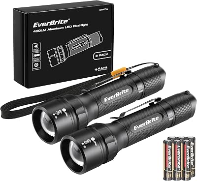 EverBrite LED Flashlights 2 Pack Small Torch Camping Lightweight Zoomable