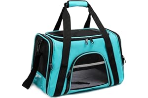 ROSEBB Pet Carrier,Dog Carrier Cat Carrier Airline Approved,Collapsible Soft Sided TSA Approved Pet Carrier for Medium and Small Cats, Puppies Up to 25 Lbs, Cat Travel Carrier(Large, Blue)