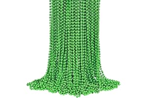 YAXINRUI 72 PCS St. Patricks Day Beads Necklace, Christmas Bead Necklaces, Green Mardi Gras Beads, 33 Inch Green Bead Necklaces for Mardi Gras St. Patricks Day Day Christmas Festive Events, Party Favors