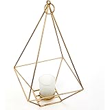 Hosley 11.5" High, Gold Finish Tealight/Votive Holder Lantern with Votive Frosted Candle Holder. Ideal Gift for Weddings, Special Events, Parties LED Candle Gardens, Spa, Aromatherapy O5
