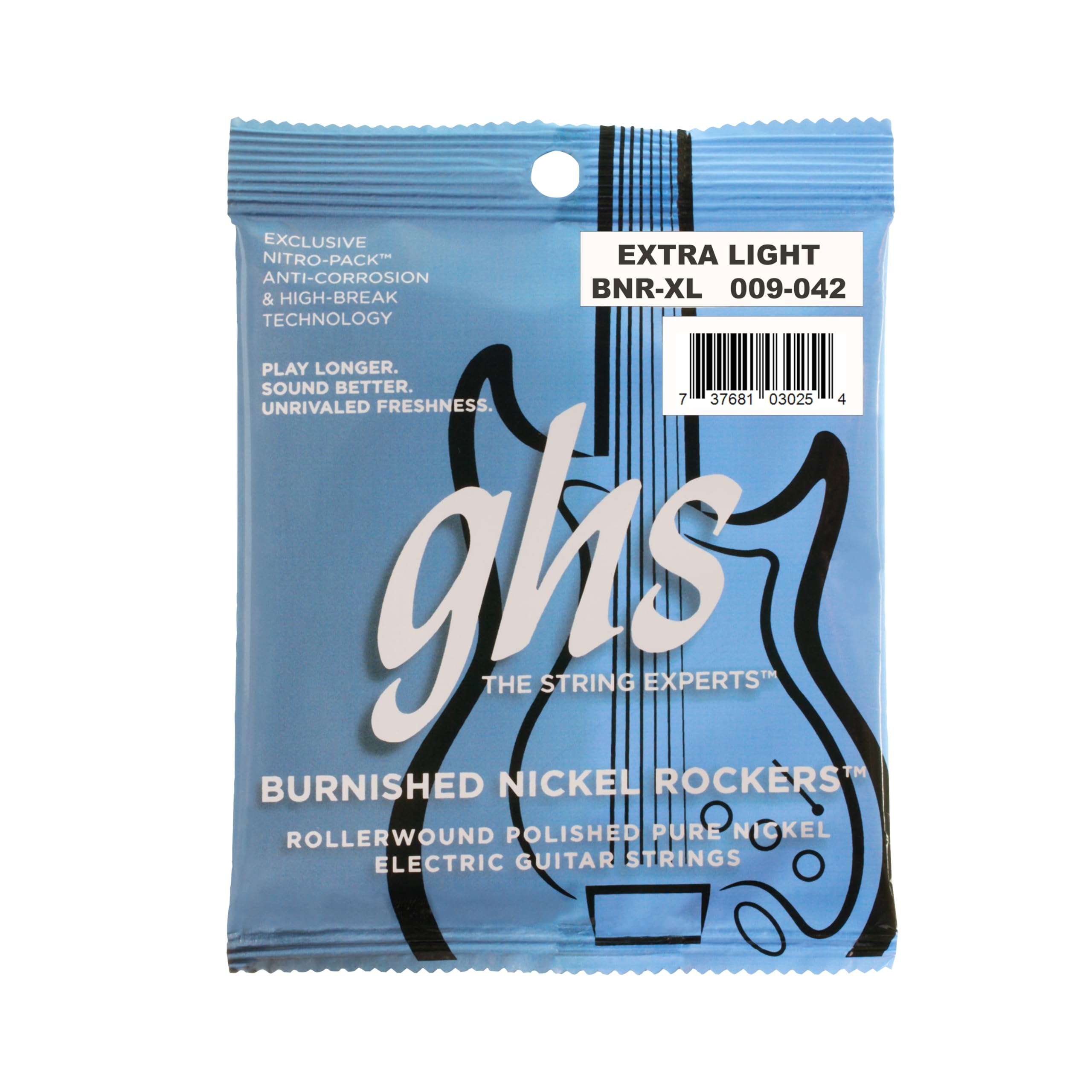 GHS BNRXL 9 - 42 Extra Light Burnished Nickel Rocker Guitar String Set