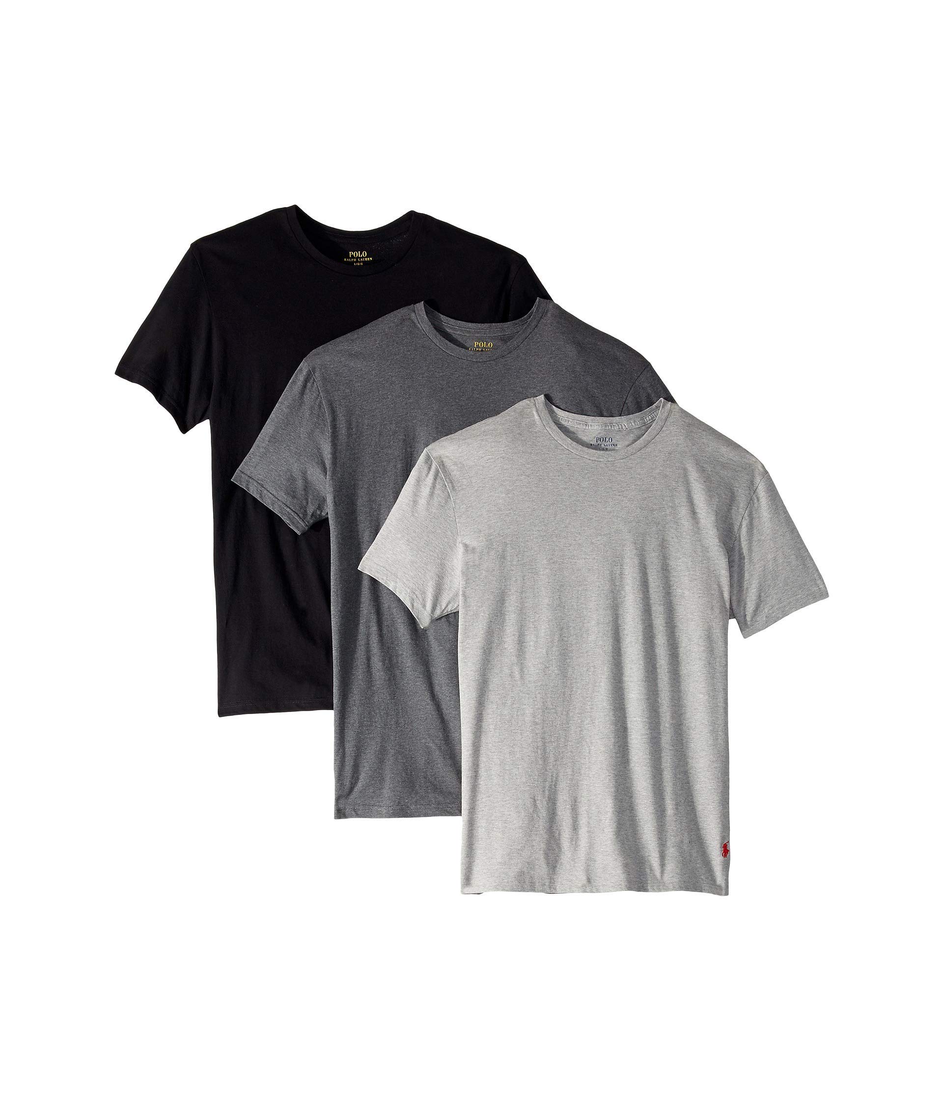 Photo 1 of POLO RALPH LAUREN Classic Fit Undershirt w/Wicking 3-Pack Crews Andover Heather/Madison Heather/Black MD