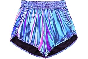 Perfashion Women's Metallic Shiny Shorts Sparkly Hot Yoga Outfit