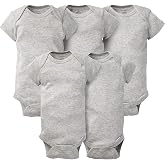 Gerber Unisex Baby 5-Pack Solid Onesies Bodysuits, Gray, 0-3 Months