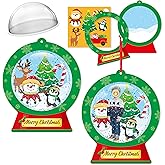 WATINC Christmas DIY Shaking Ornament Snow Globe Craft Kit, 20Pcs Winter Snowglobe Hanging Ornaments with Glitter Sequins Sugar Papers, Snowman Tress Hanging Craft Decor for School (Merry Christmas)