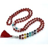 Energized 7 Chakra mala Hand Knotted 108 mala beads necklaces - Japa mala - Buddhist prayer beads - Meditation beads - Healing crystals for men women (Carnelian 1st chakra Root Chakra Mala)