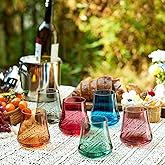 Imourari Crystal Stemless Wine Glasses: Set of 6 Cute Brown 15oz Hand Blown Amber No Stem Wine Glass for Fall Autumn Winter Dinner