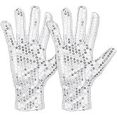 Silver Sequin Glove for Adults Sparkly Rhinestone Glitter Gloves | Silver Glitter Gloves for Masquerade, Cosplay, Dance and Halloween Costume Parties