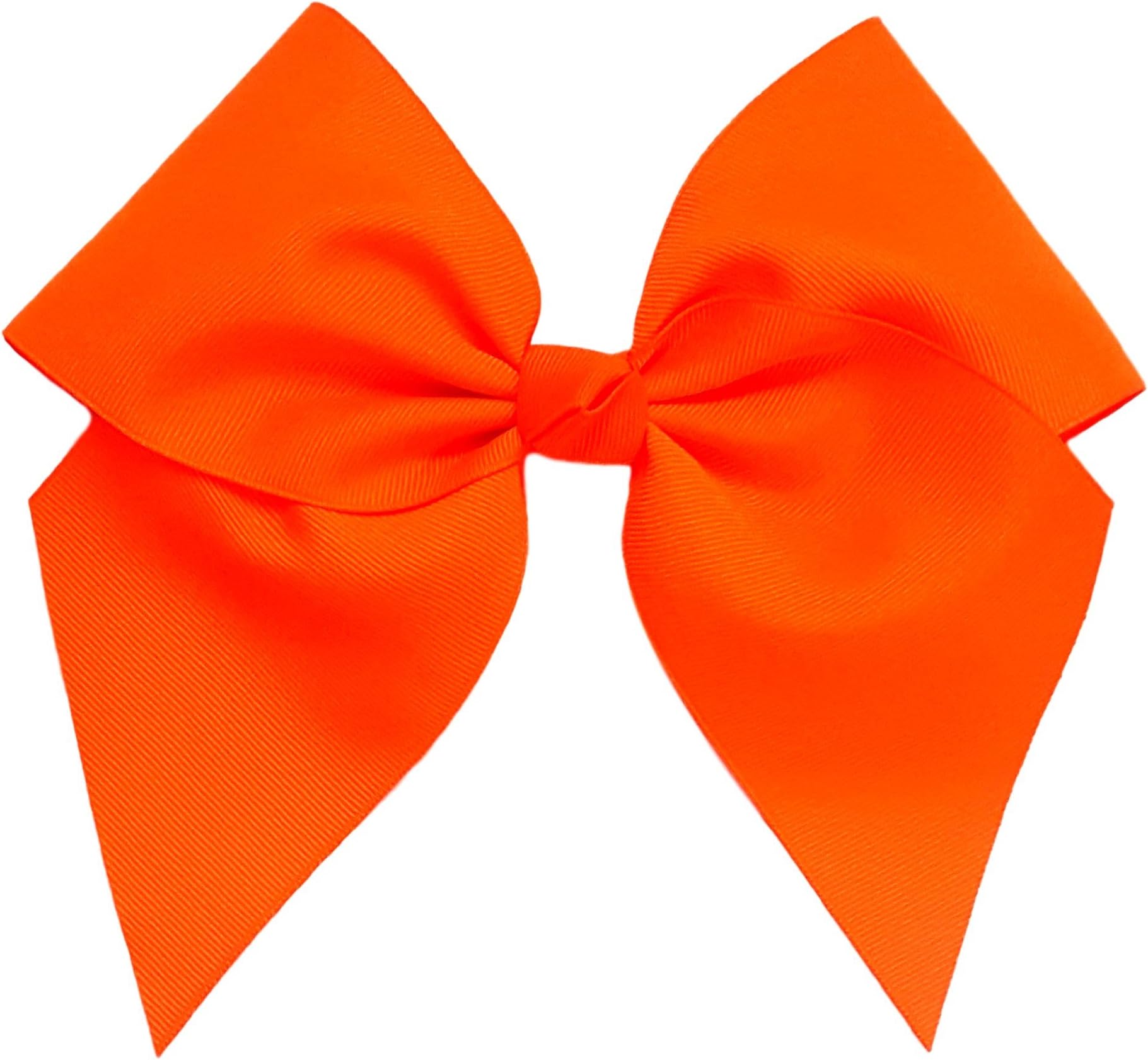 Victory Bows Large 7" Neon Orange Hair Bow made with 3" Grosgrain Ribbon- The Anna-Made in USA Pony Tail Band