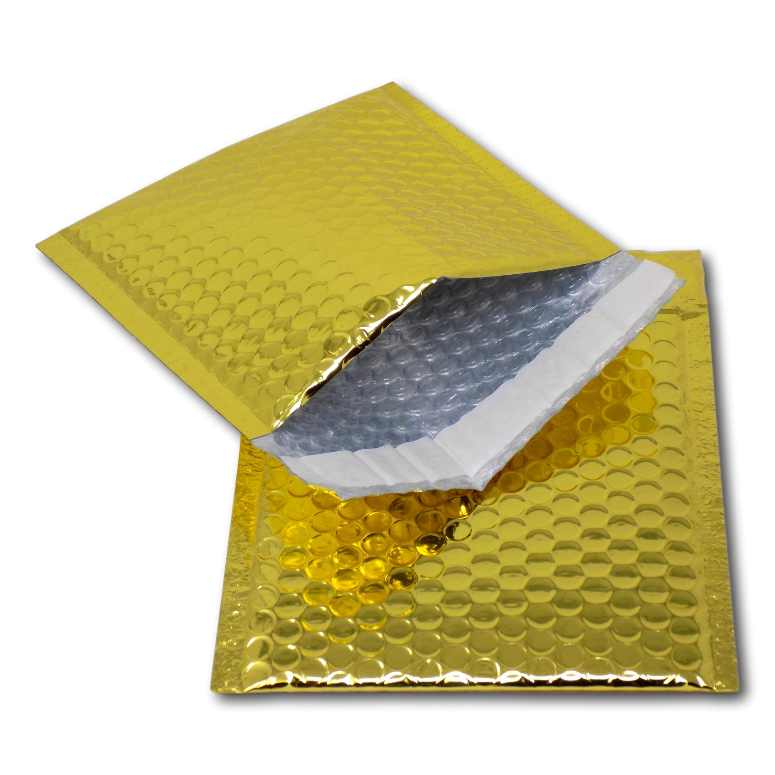 EPOSGEAR 10 C6+ Gold Shiny Metallic Foil Bubble Padded Bag Mailing Envelopes - Perfect for Marketing, Promotions or and Alternative to Gift wrap (CD - 165mm x 165mm)