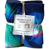 YourFleece Outer Space Aurora Borealis No-Sew Throw Fleece Fabric DIY Blanket Making Kit, Make Your Own, Anti-Pill, 50x60 Inches