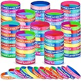 Cunno 24 Pcs Jesus Loves You Silicone Wristbands 12 Styles Colorful Christian Rubber Bracelets Religious Inspirational Bracelets Church Gifts for Men Women Teens Adults Party Favors, Mixed Colors