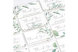 Crisky 150 PCS 4 Assorted 300 Gsm Thick Board Greenery Thank You Card for Supporting My Small Business Card