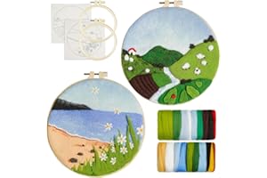 GIPONY Needle Felting Kit,Embroidery kit for Beginners,Punch Needle Kits Adults Beginner,Punch Needle kit for Beginners, Includes All Tools and Materials,Easy to Follow Instructions and Videos(landscape)