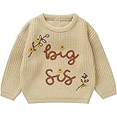 ADXSUN Toddler Girl Big Sister Embroidered Knit Sweater Long Sleeve Pullover Sweatshirt 1-5Y Fall Clothes