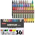 SFAIH Acrylic Creative Markers - 3mm Replaceable Nibs 36 Colors, Large Ink Capacity, Ultra-High Coverage, Non-Bleeding Water-Based Ink, Drawing Markers for Art Supplies, Wood, Fabric, Rock Painting