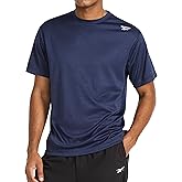Reebok Mens Small Logo Short Sleeve Crewneck T-Shirt, Standard Fit, Breathable Lightweight Stretch Knit Fabric