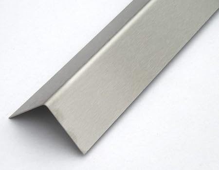 Edelstahl Winkelprofil VA Kantenschutz 2000mm 90 Grad Winkelprofil 50x50 Mm Schenkelinnenmaß Aus Edelstahl K240 Geschliffen 0,8 Mm Stark L-Winkel, Eckschutzschiene