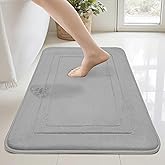 Cupic Cupid Super Soft Memory Foam Bath Mats for Bathroom Floor Shower & Tub, Grey Bathroom Rugs Non Slip Washable, Water Absorbent Bath Rugs, Quick Dry Bath Carpet for Decor 24" x 16"