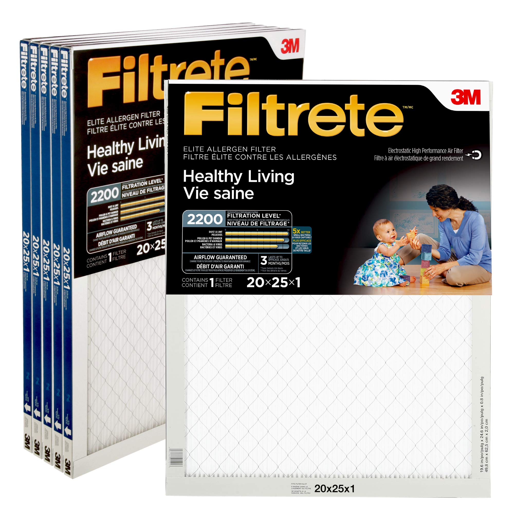 Photo 1 of 3M EA03DC-6 Elite Allergen &Pet Defense Air Filter, 3 Months, 20x25x4-In. - Quantity 3