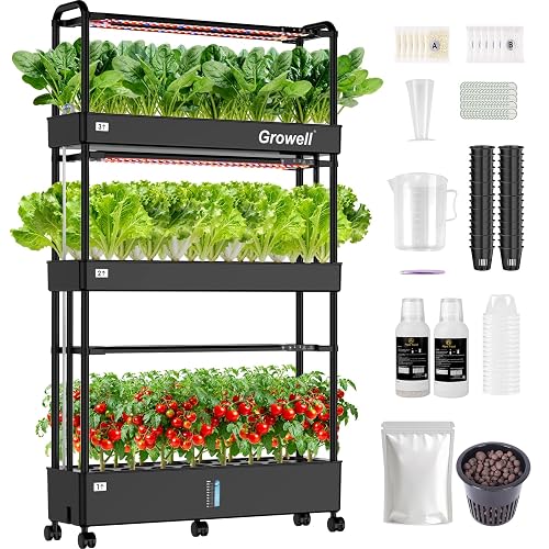 Growell Large Basket Hydroponics Growing System Kit, 48 Pods Vertical ...