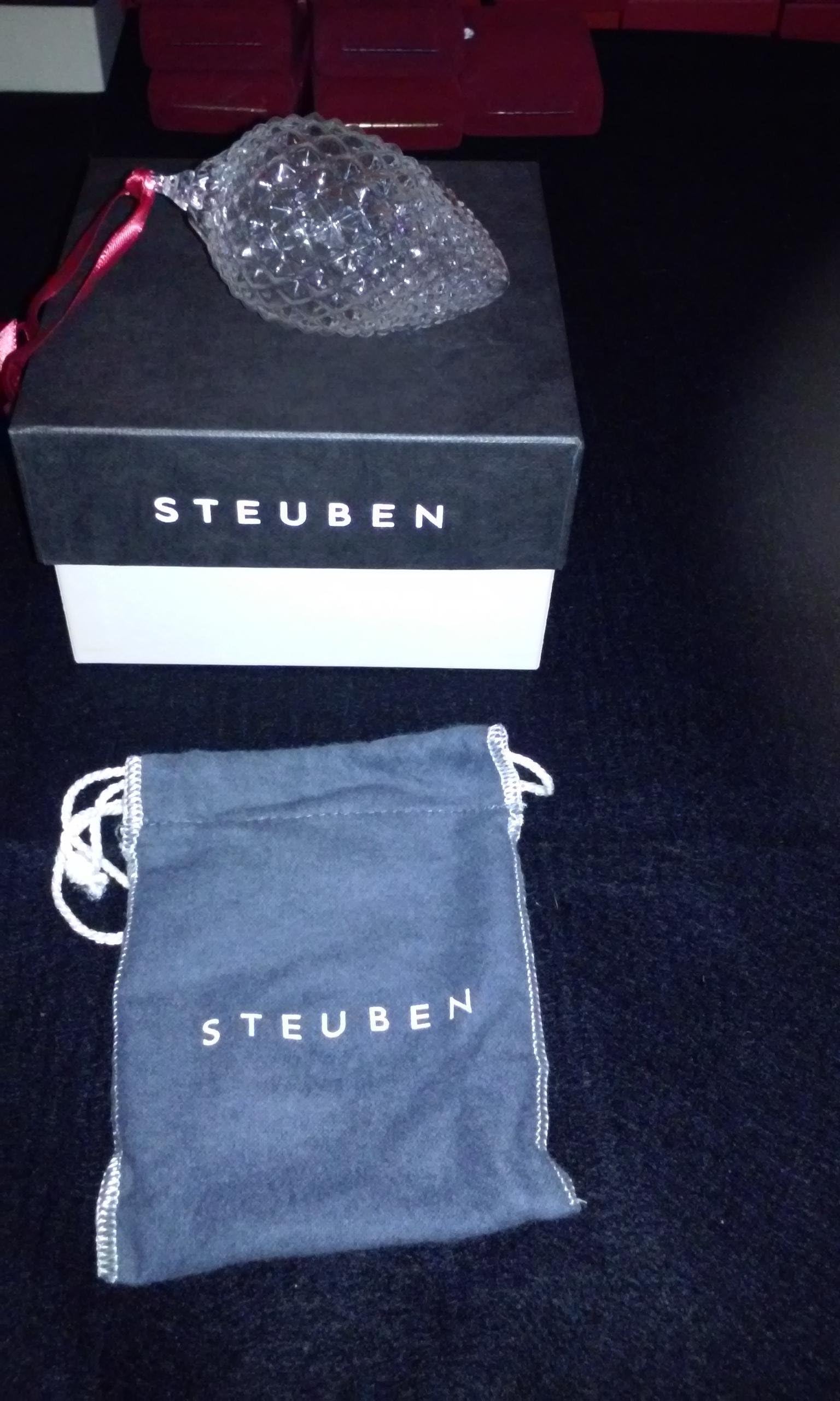 Steuben Glass Pine Cone Christmas Ornament