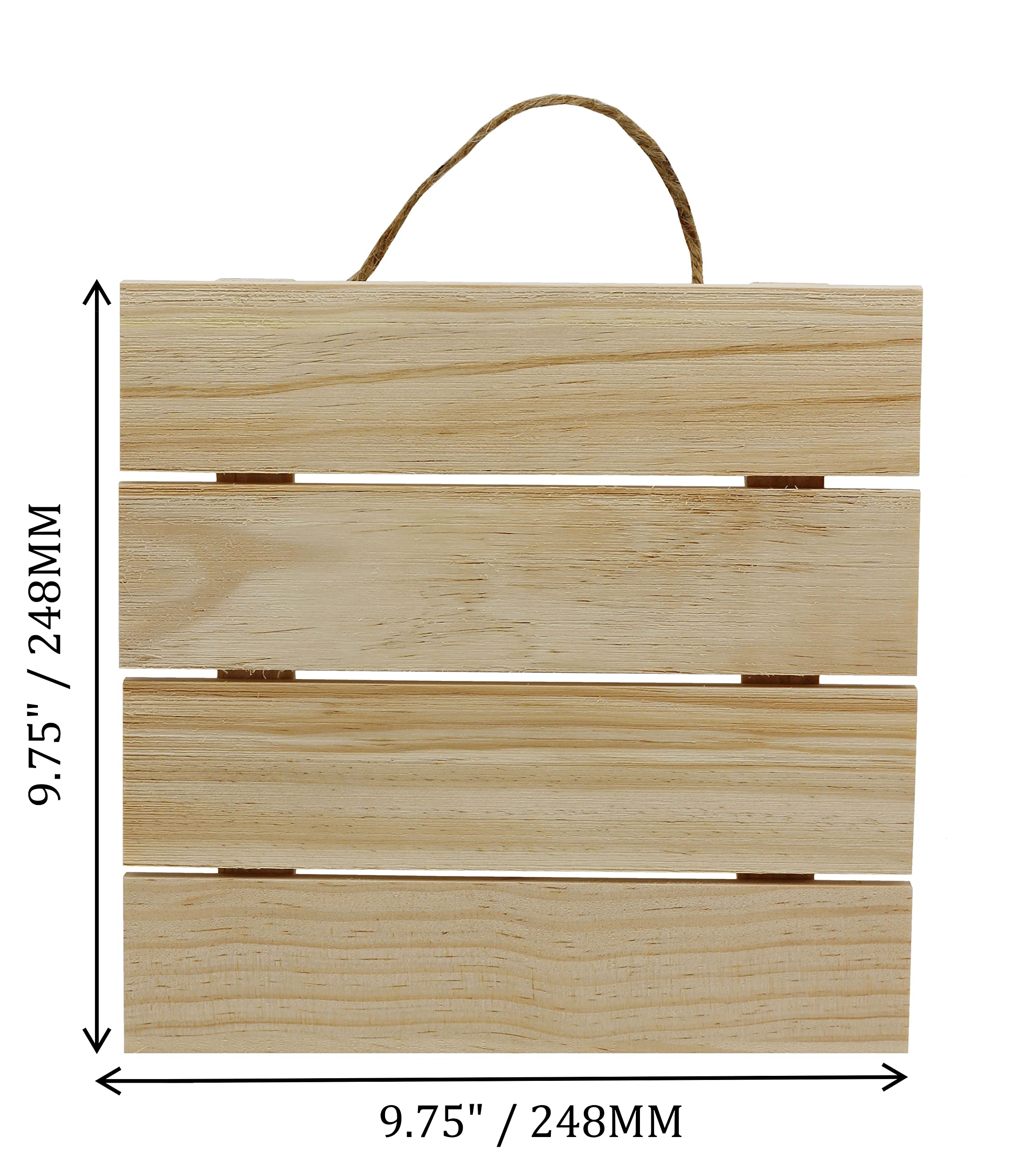 Creative Hobbies 10x10 Inch Unfinished Wood Hanging Plaque - DIY Pallet Sign, Notch Banner, Wooden Sign, Wood Slice, Decorative Plaque, Rustic Decor for Shop Home, Craft Projects