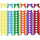 AIMUDI Rainbow Satin Ribbon Bows 2" Self Adhesive Satin Bows for Gift Wrapping Premade Satin Bows with Double-Sided Tape for Making Crafts Baby Shower Birthday Party Wedding Decorations, 60 PCs