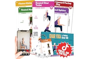 POCAZONE Chair Yoga for Seniors Over 60, Safe & Easy Chair Yoga Exercise Cards for Strength, Relaxation & Recovery, Thoughtful Gifts for Mom, Dad, Grandparent