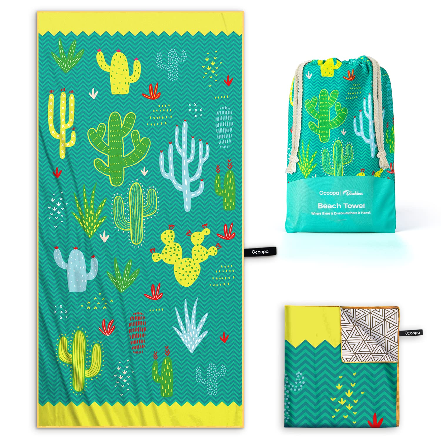 OCOOPA Beach Towel Microfiber, 160 * 80cm Large Travel Towel- Quick Dry, Sand Free, Compact, Lightweight-Beach Accessories