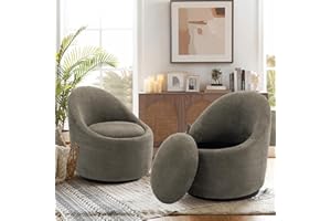 COLAMY Swivel Chair Set of 2, 360 Degree Swivel Cuddle Barrel Chairs with Hidden Storage, Modern Small Round Swivel Chair, Single Sofa Chairs for Living Room, Bedroom, Office-Green